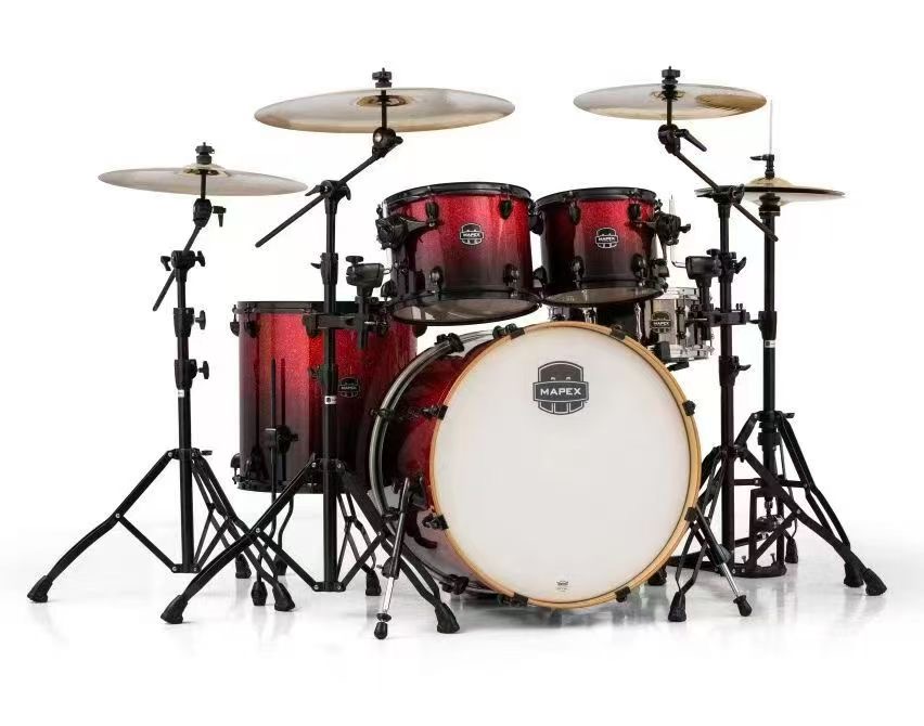 MAPEX DRUM SET ARMORY SERIES 5 PCS HYBRID SHELL PACK WITH BLACK FITTINGS MAGMA RED AR529SBNV