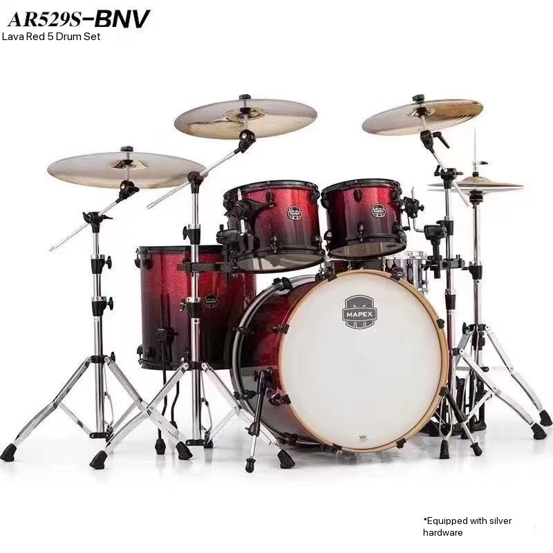MAPEX DRUM SET ARMORY SERIES 5 PCS HYBRID SHELL PACK WITH BLACK FITTINGS MAGMA RED AR529SBNV