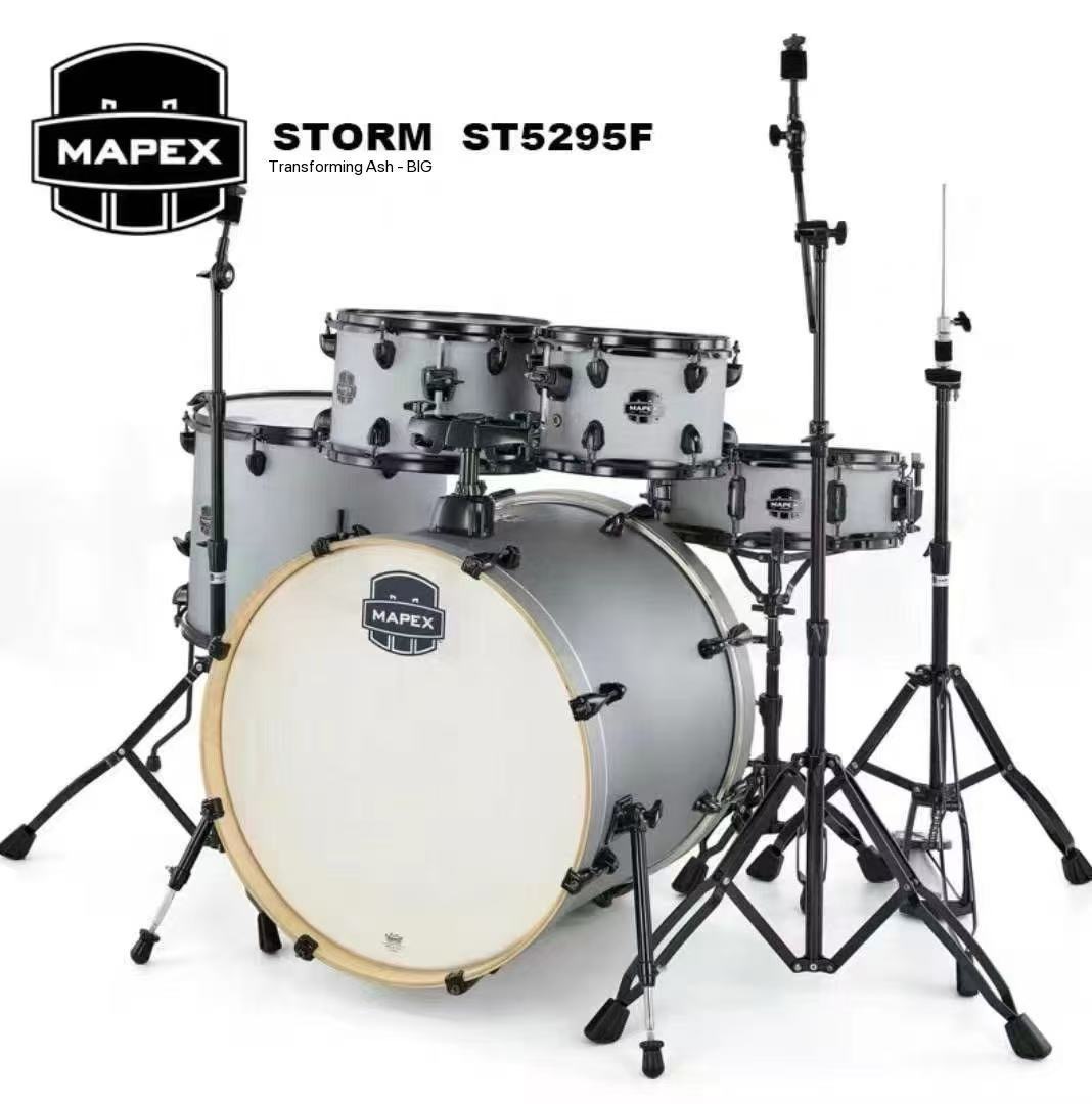 Mapex Storm 5-Piece Fusion Drum Set (20" Bass, 10/12/14" Toms, 14" Snare) with Black Hardware Iron Grey